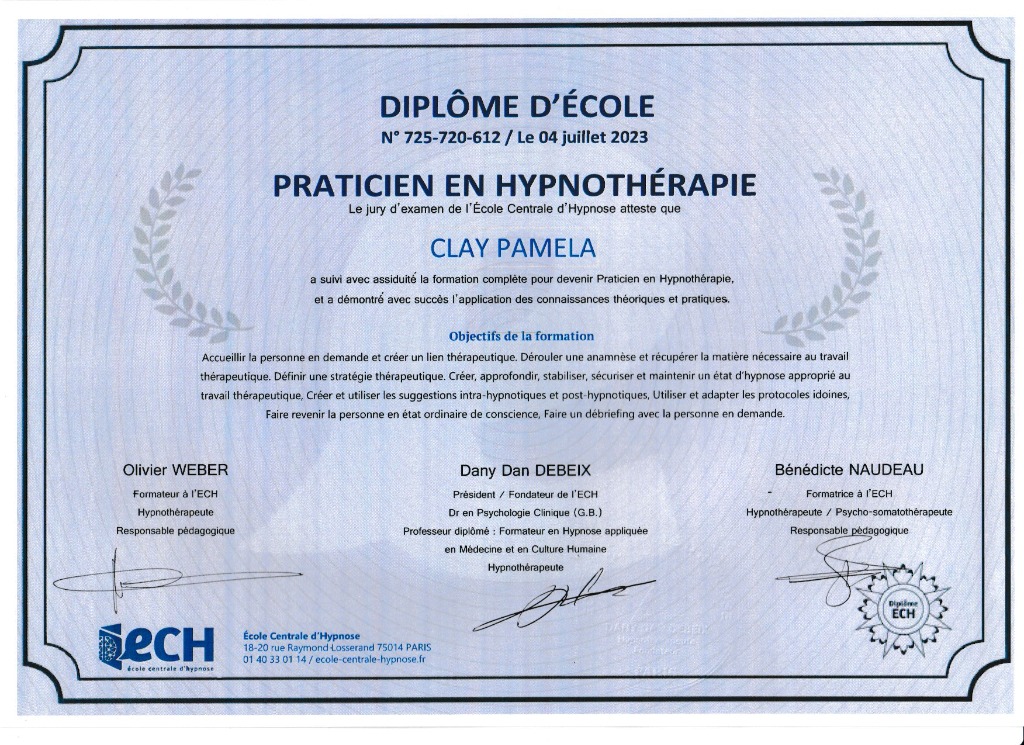 photo diplome Paméla Clay