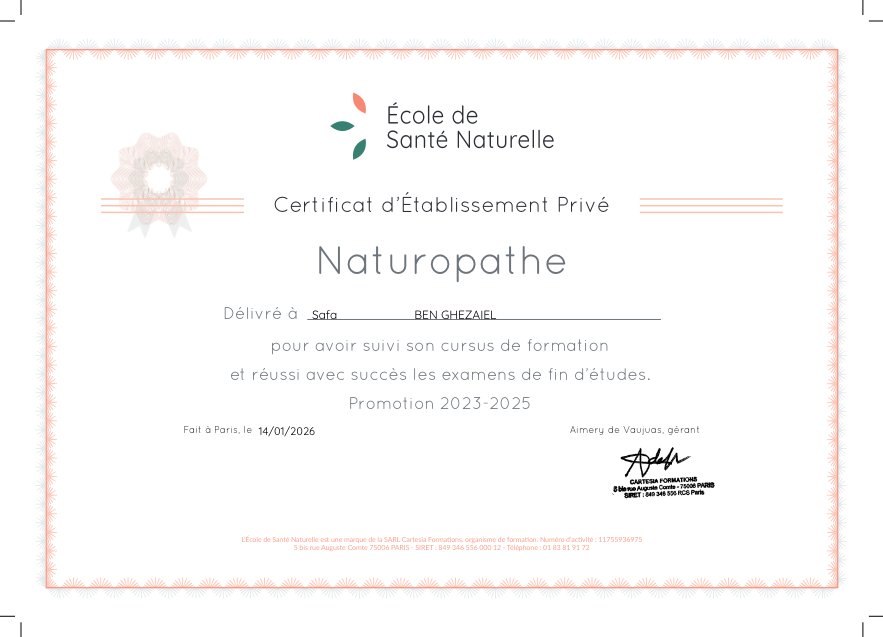 photo diplome Harmonie Verte