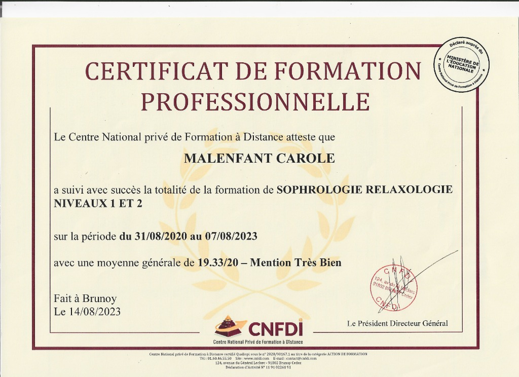 photo diplome Carole MALENFANT