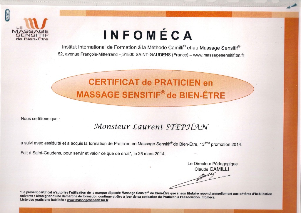 photo diplome Laurent STEPHAN Chez Mine de talents