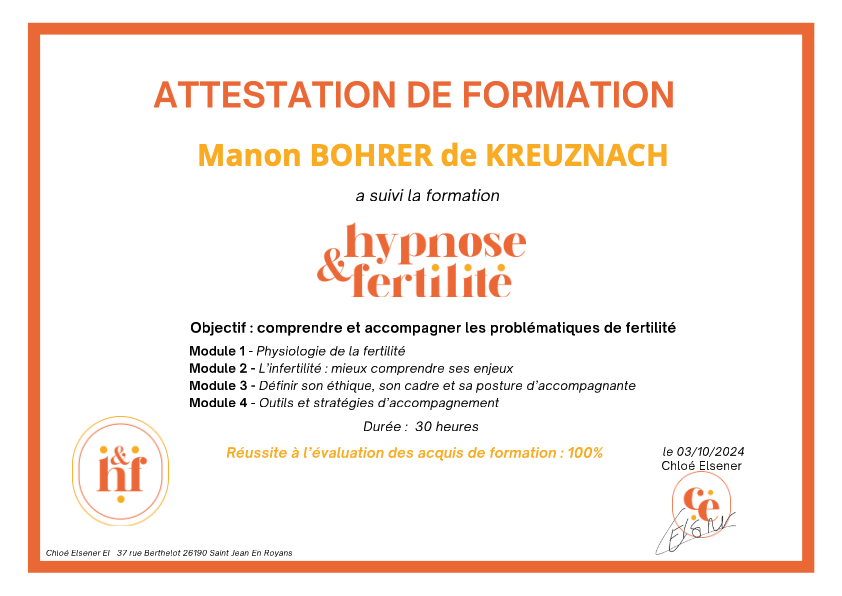 photo diplome Manon Bohrer de Kreuznach
