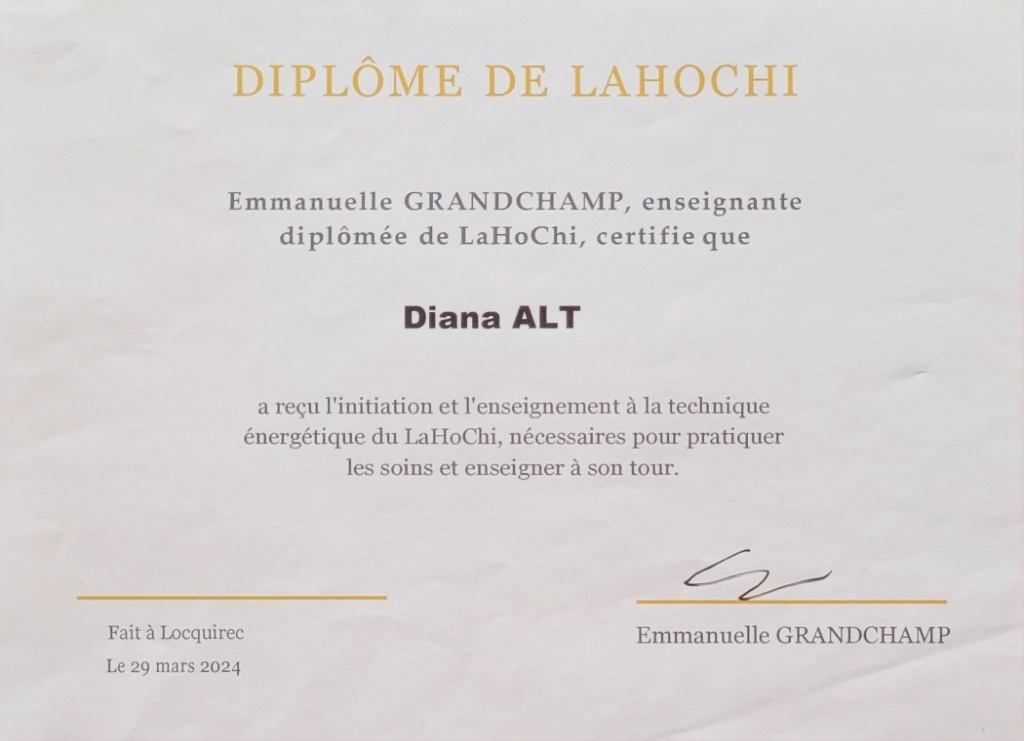 photo diplome Harmonie des soins 