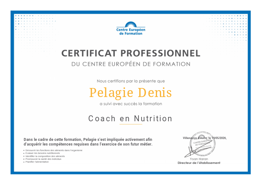 photo diplome PELAGIE DENIS 