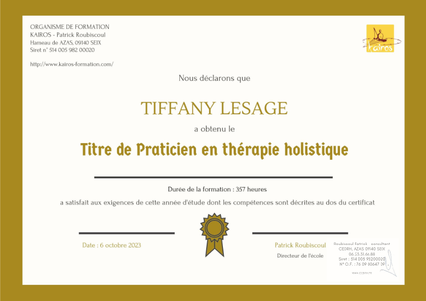 photo diplome Tiffany Lesage