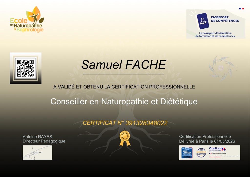 photo diplome Fache Samuel Naturopathe 