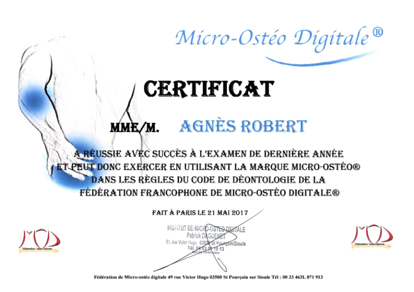 photo diplome Agnès ROBERT