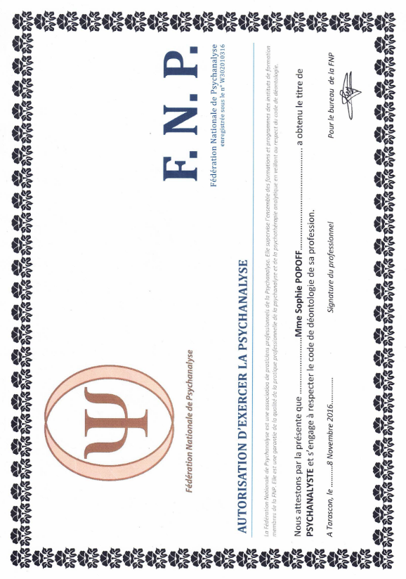 photo diplome Sophie POPOFF