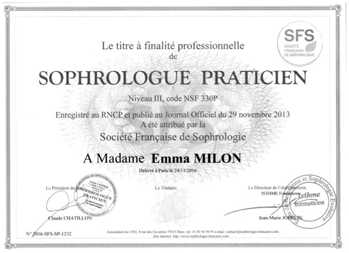 photo diplome Emma MILON