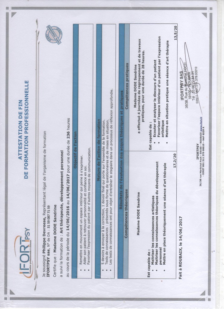 photo diplome Sandrine Dode