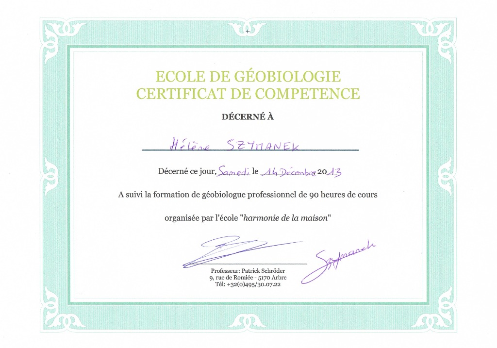 photo diplome HsK - Géobiologie