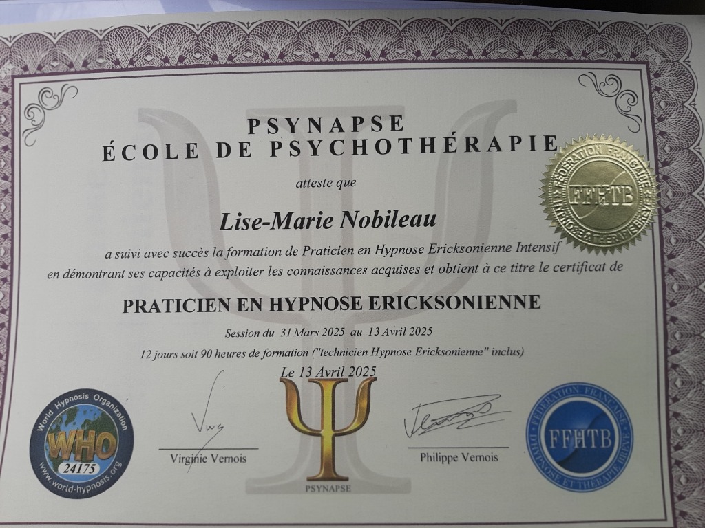 photo diplome Lise Marie Nobileau