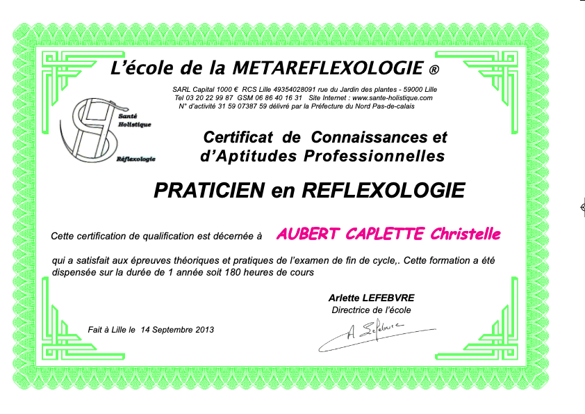 photo diplome Christelle Aubert-Caplette