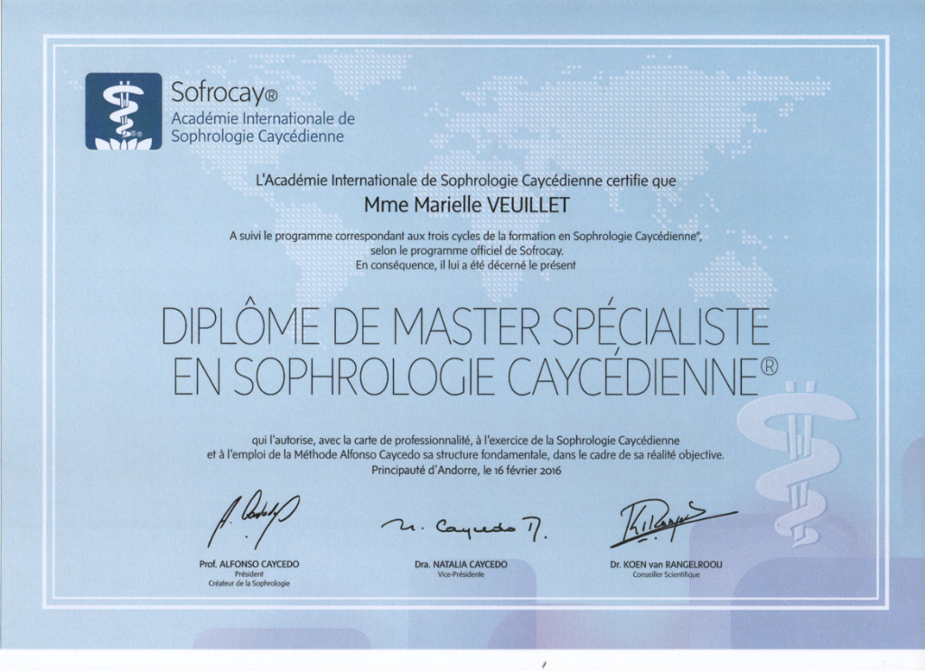 photo diplome ESPACE  SOPHRO