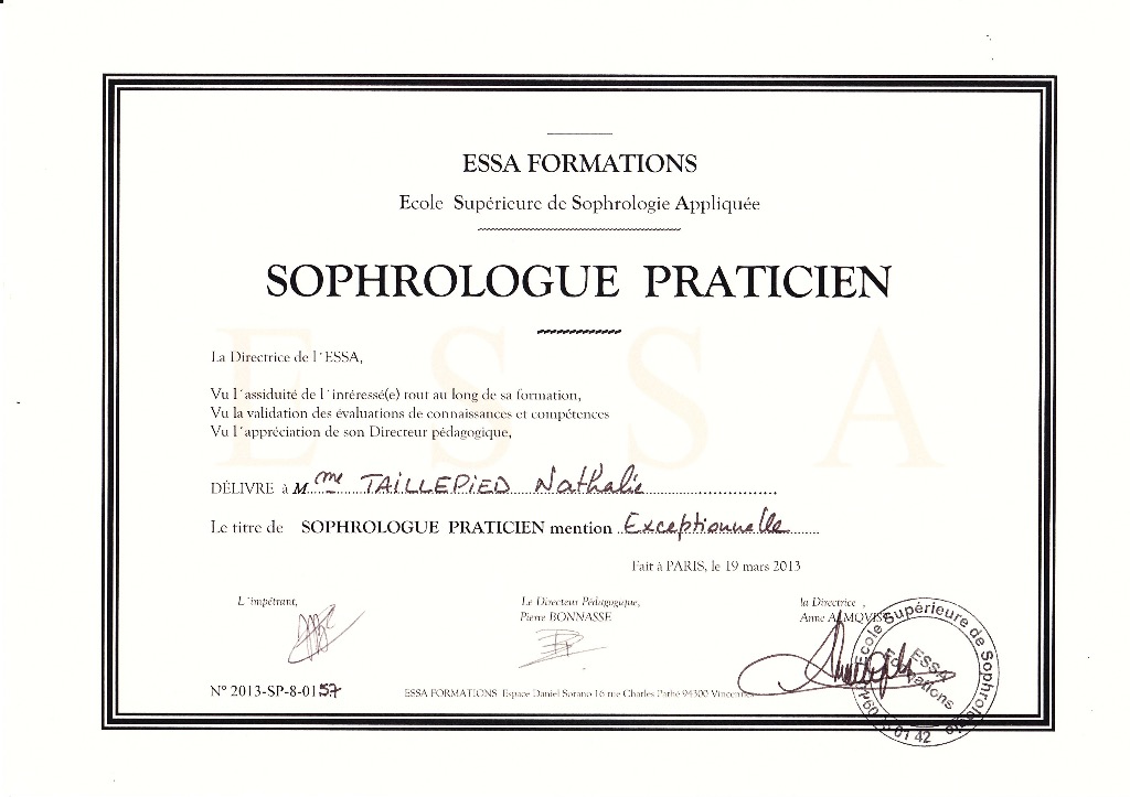 photo diplome TAILLEPIED Nathalie