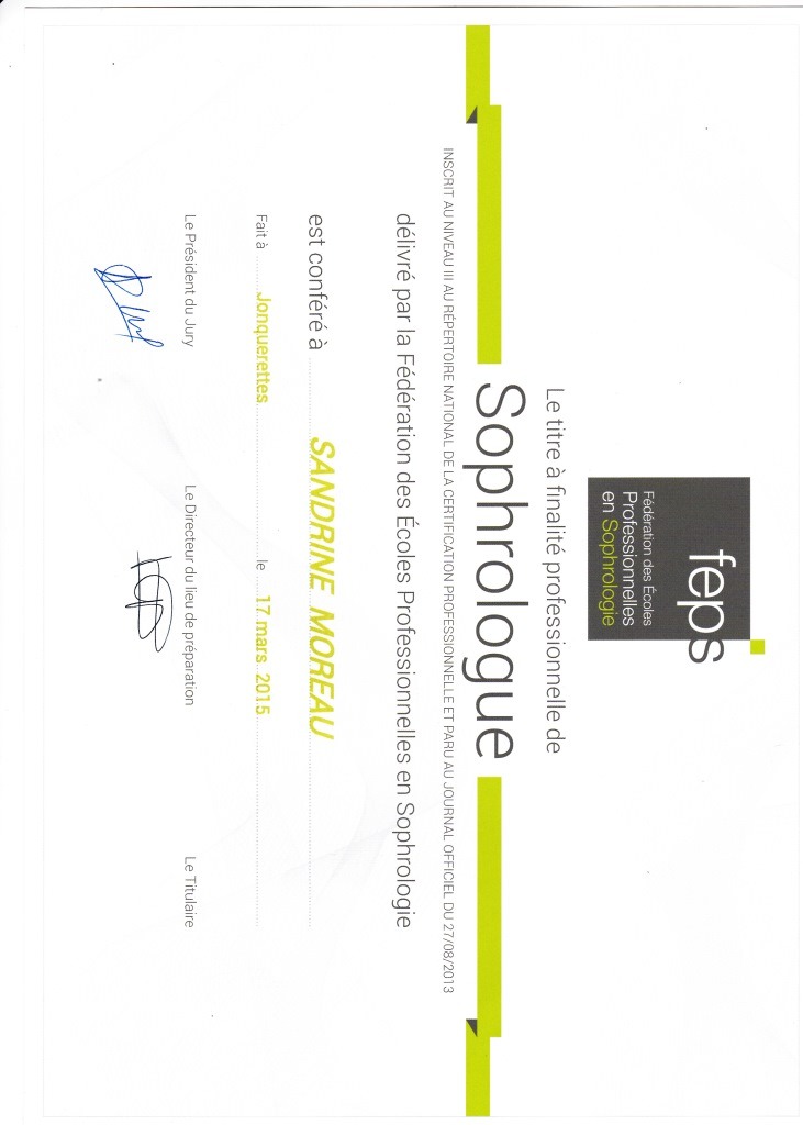 photo diplome Sandrine Moreau