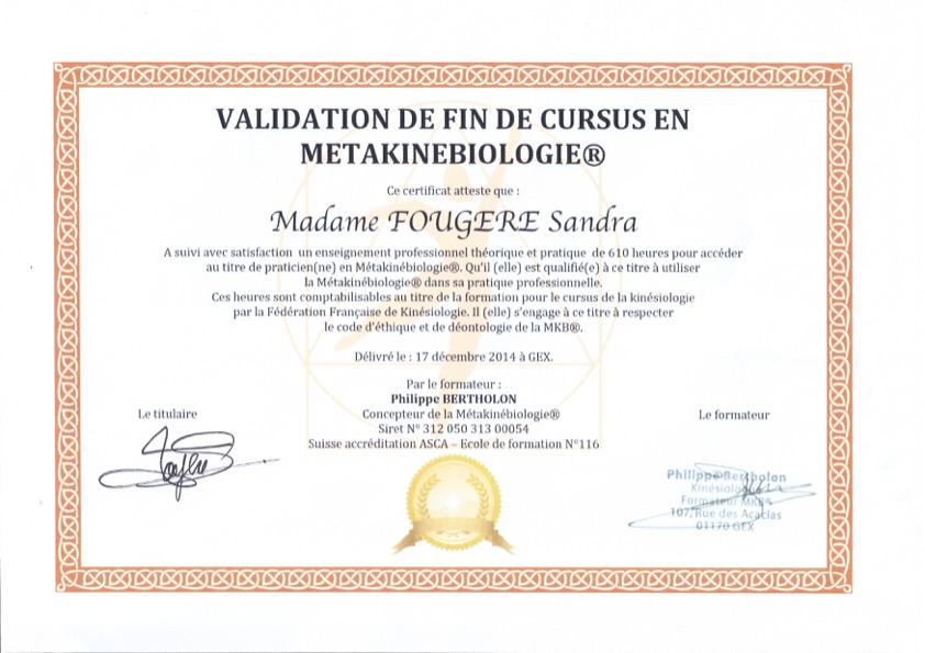 photo diplome SANDRA BERTHOLON-FOUGERE