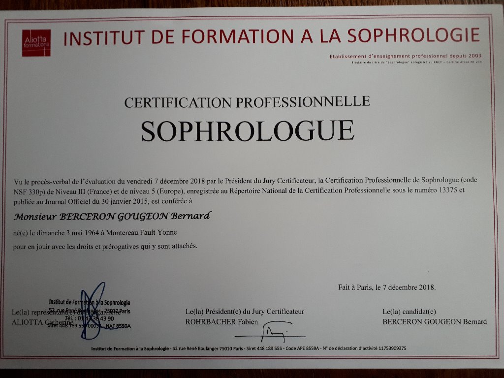 photo diplome Bernard  BERCERON GOUGEON