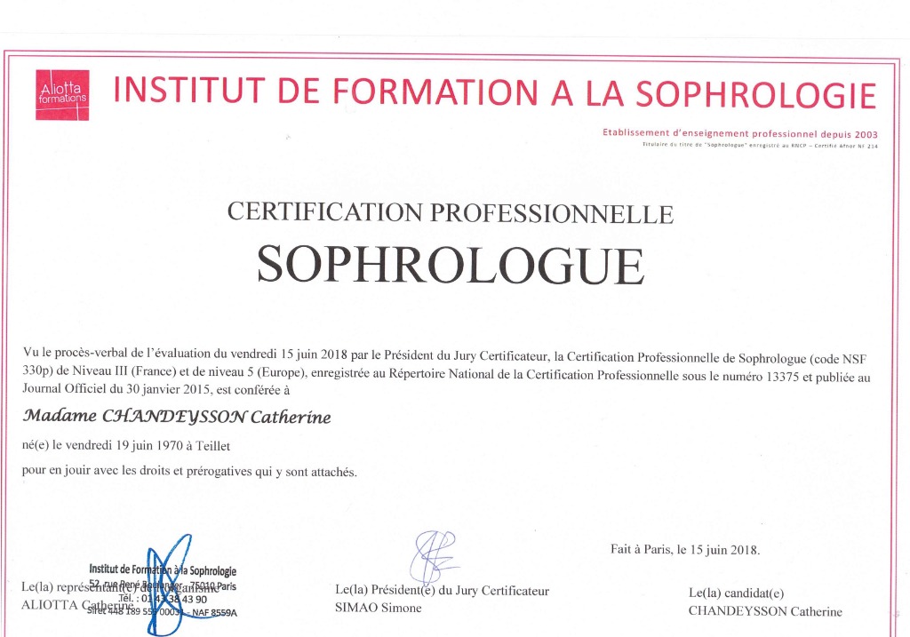 photo diplome Catherine CHANDEYSSON