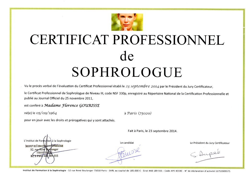 photo diplome FLORENCE GOURISSE