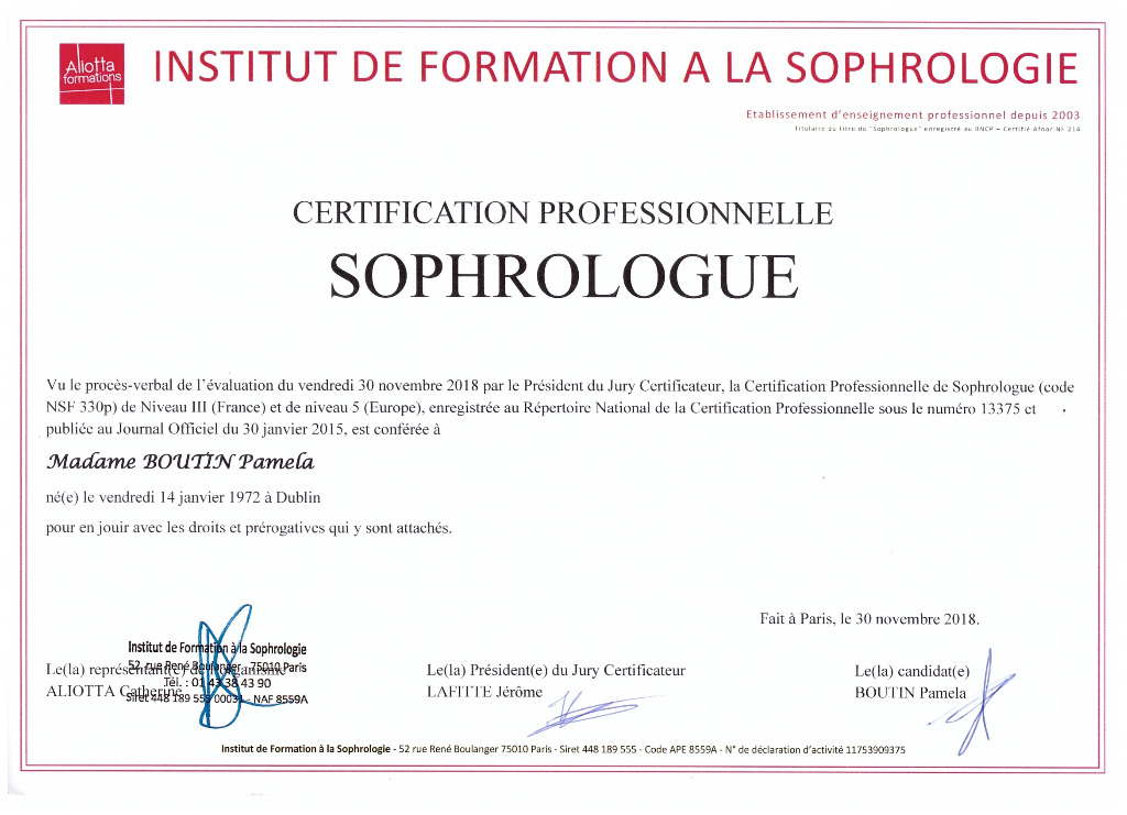 photo diplome Pamela BOUTIN BIRD