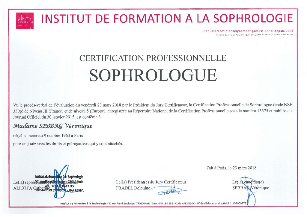 photo diplome Véronique Sebbag
