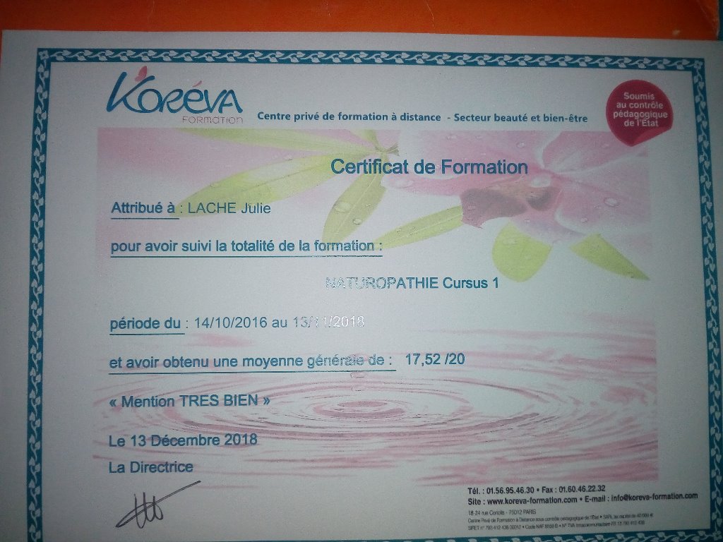 photo diplome Julie LACHE