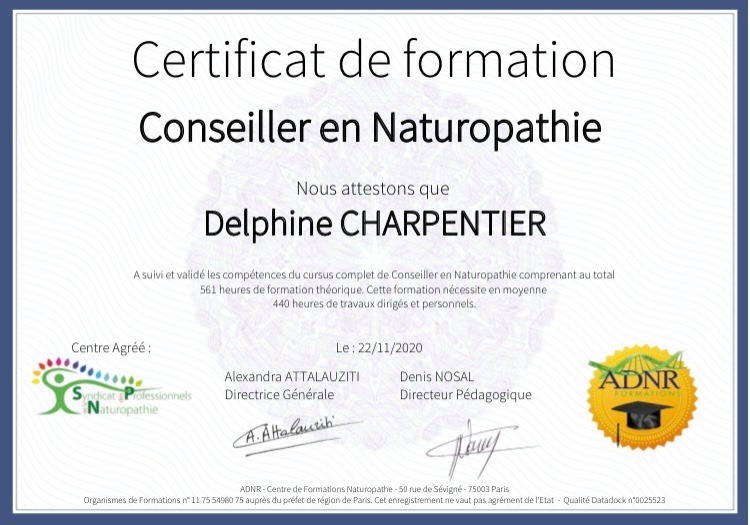 photo diplome Delphine CHARPENTIER