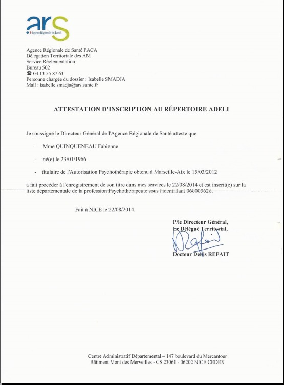 photo diplome Fabienne Quinqueneau