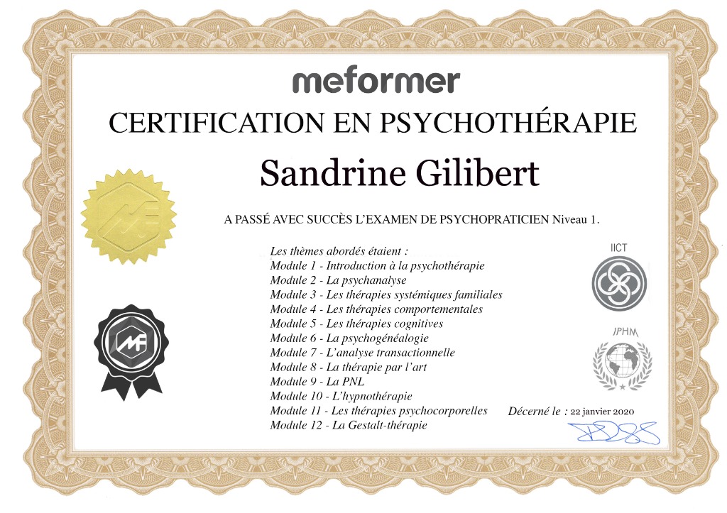 photo diplome Sandrine GILIBERT