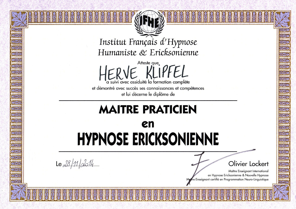 photo diplome Hervé KLIPFEL