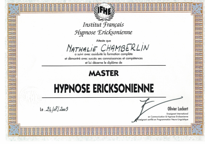 photo diplome CHAMBERLIN Nathalie