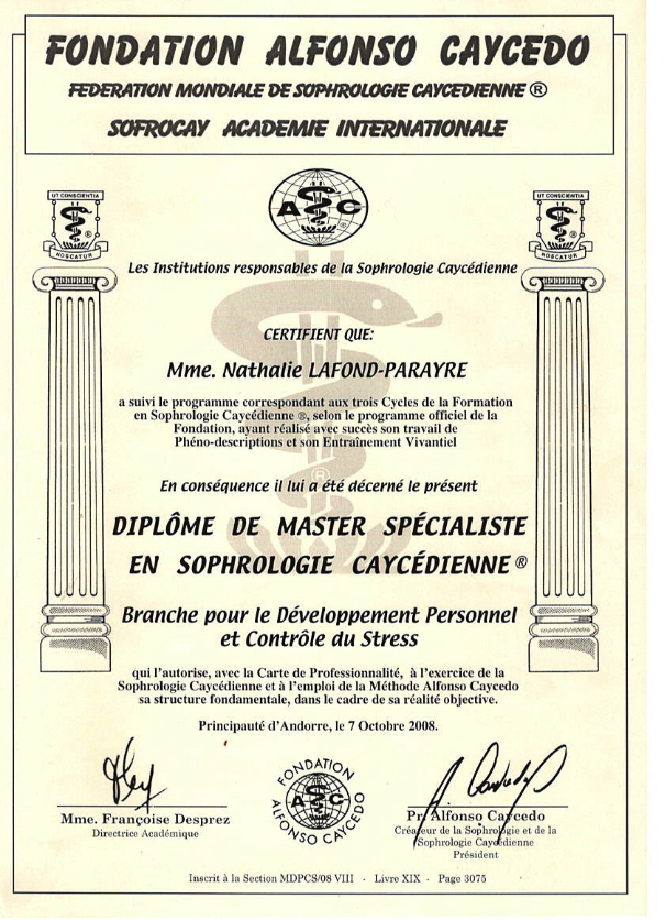 photo diplome PARAYRE Nathalie