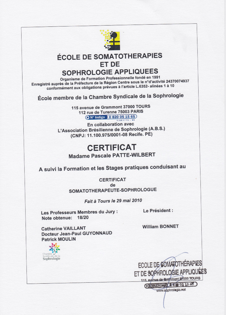 photo diplome Pascale Patte-Wilbert