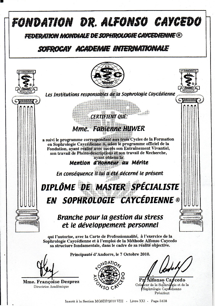 photo diplome Fabienne Huwer Viguier