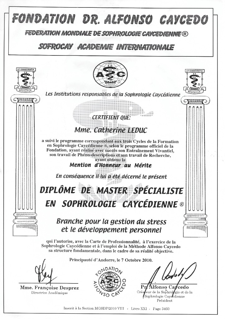 photo diplome Centre de Thérapies douces