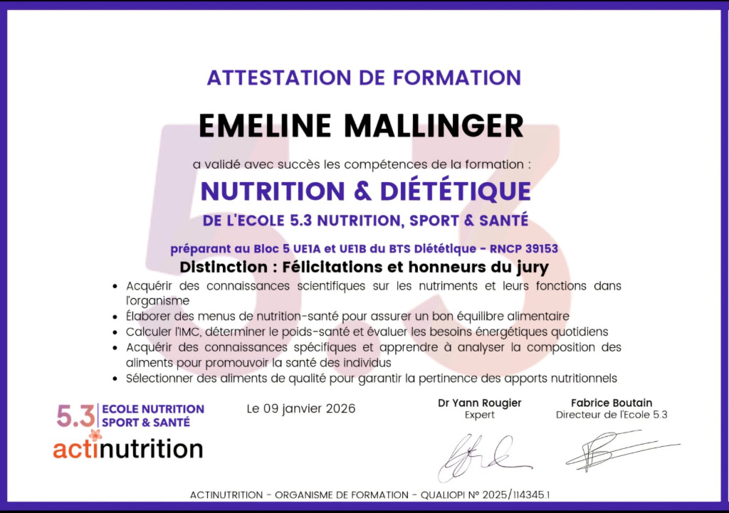 photo diplome Emeline Mallinger