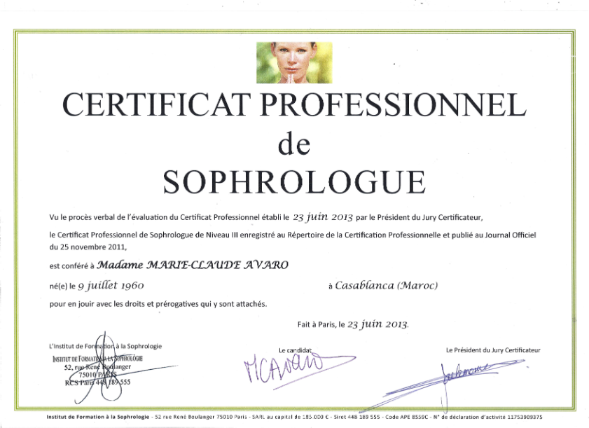 photo diplome Marie-claude Avaro