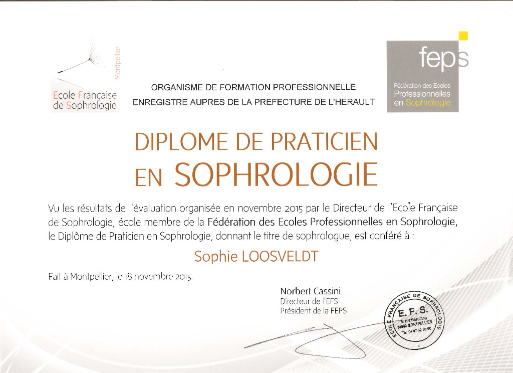 photo diplome Sophie LOOSVELDT