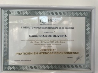 photo diplome Daniel DIAS - HYPNOSE, Psychothérapie - Niort