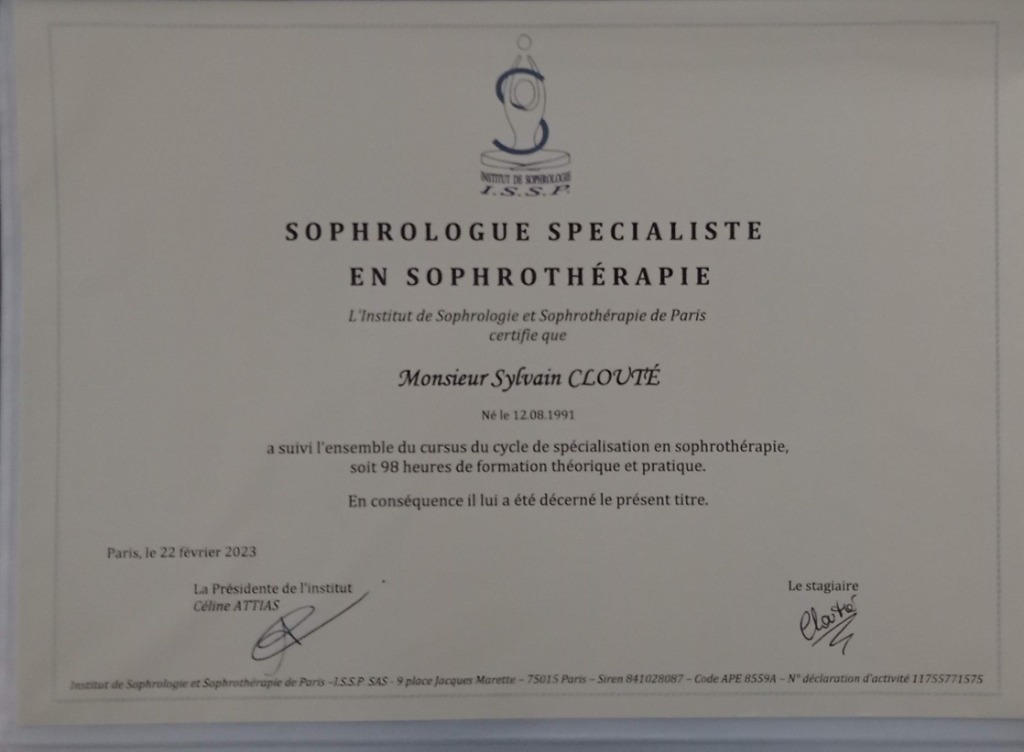 photo diplome Sylvain Clouté