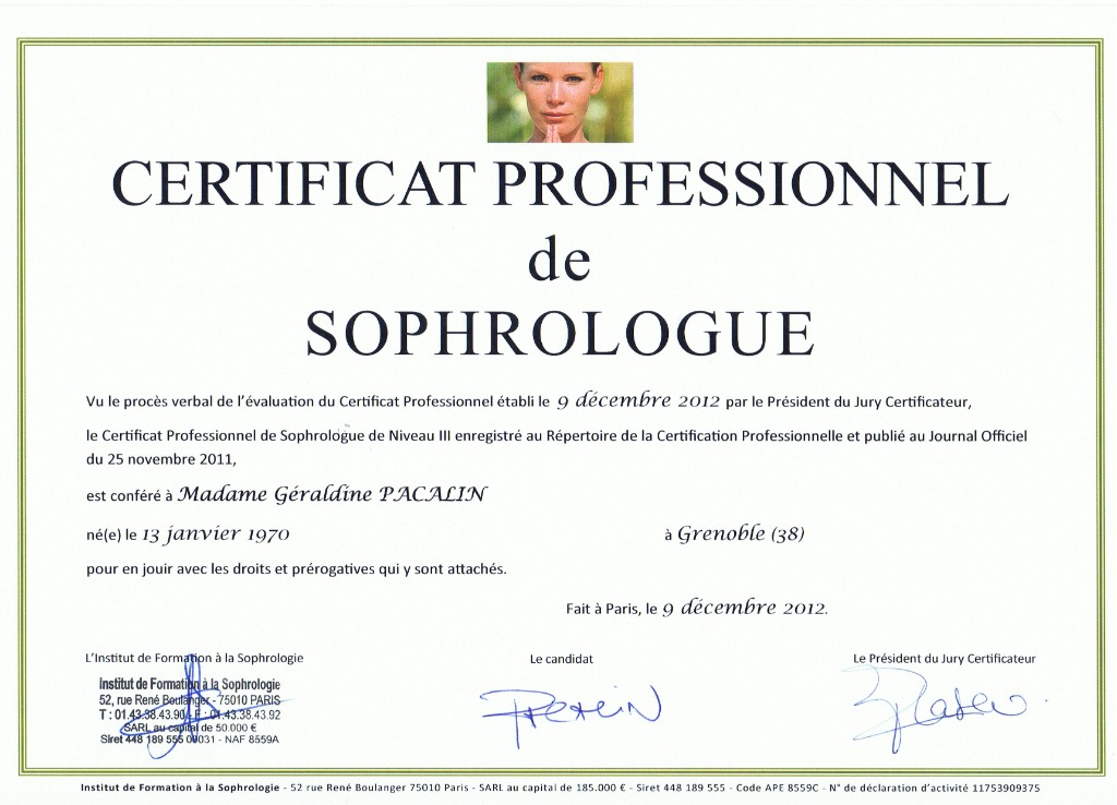 photo diplome LBP SOPHROLOGIE