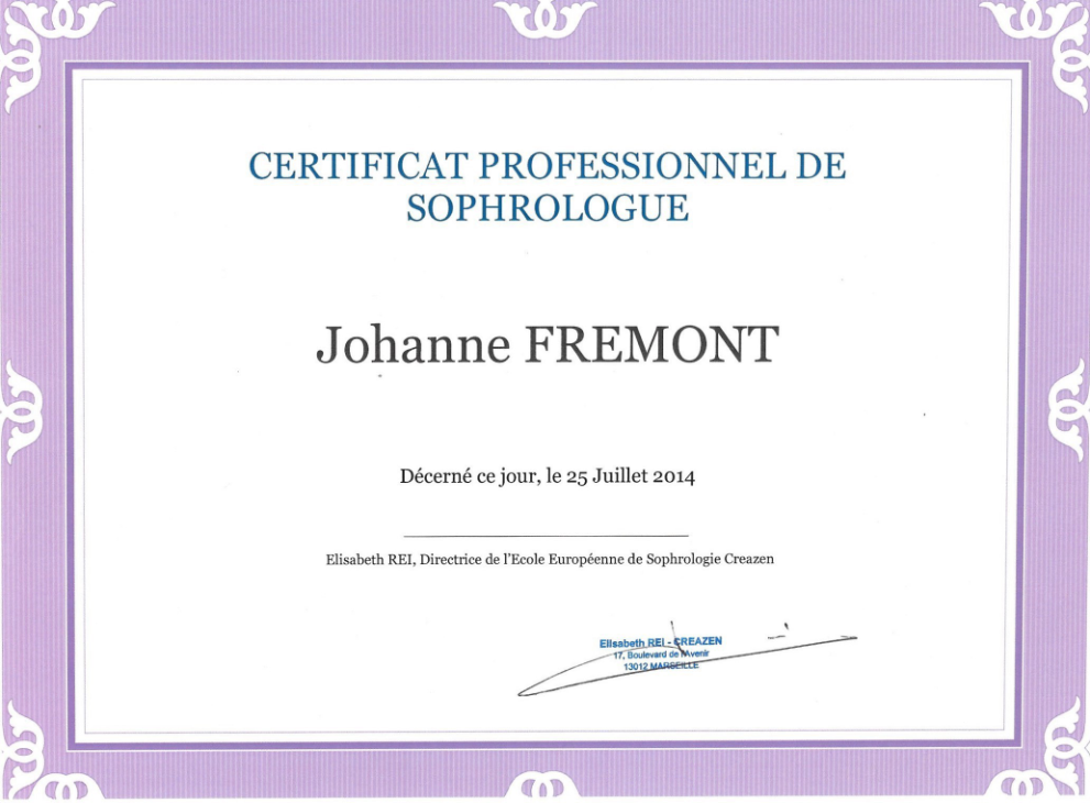 photo diplome Johanne Frémont