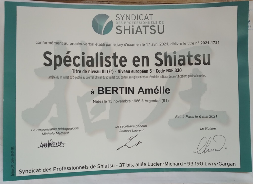 photo diplome Amzer zo SHIATSU