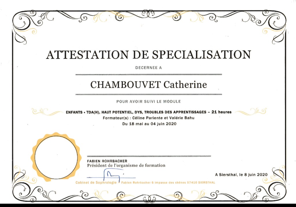 photo diplome Catherine CHAMBOUVET