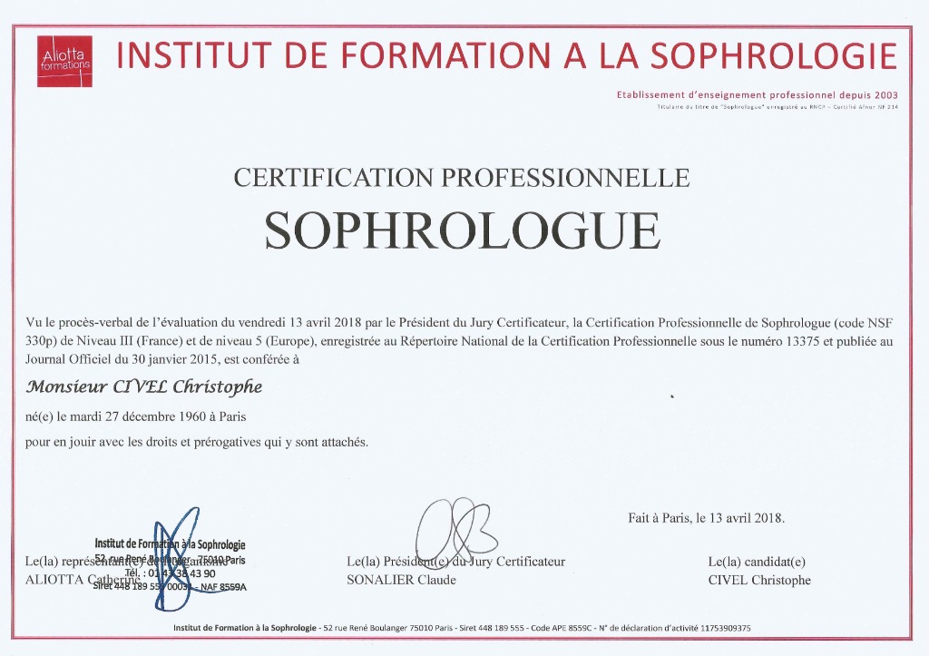 photo diplome Christophe CIVEL