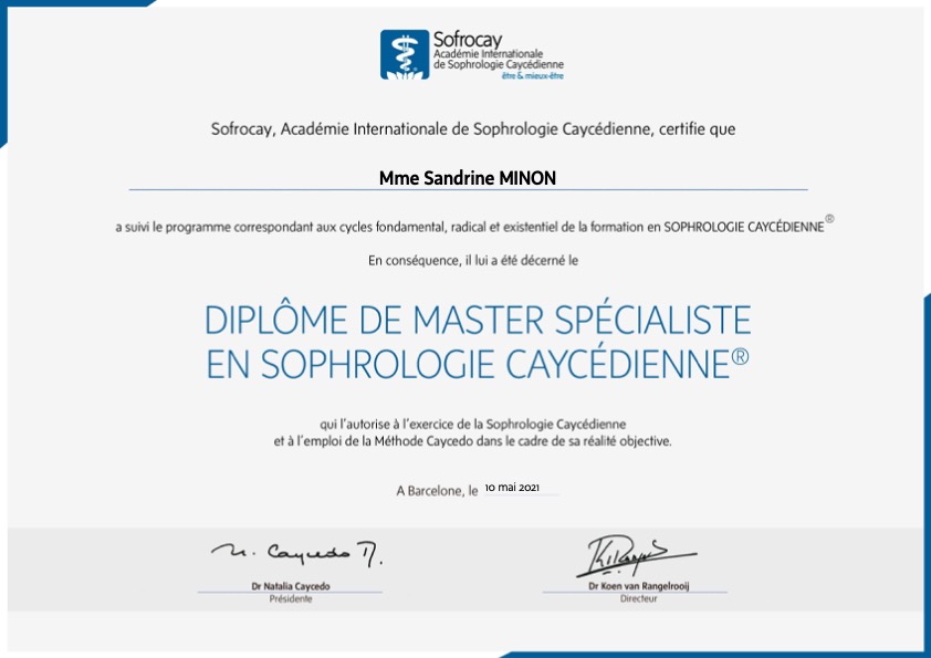 photo diplome Sandrine MINON