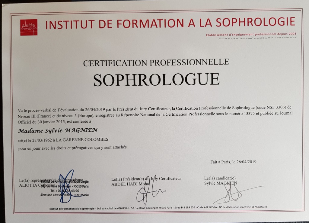 photo diplome Sylvie Magnien