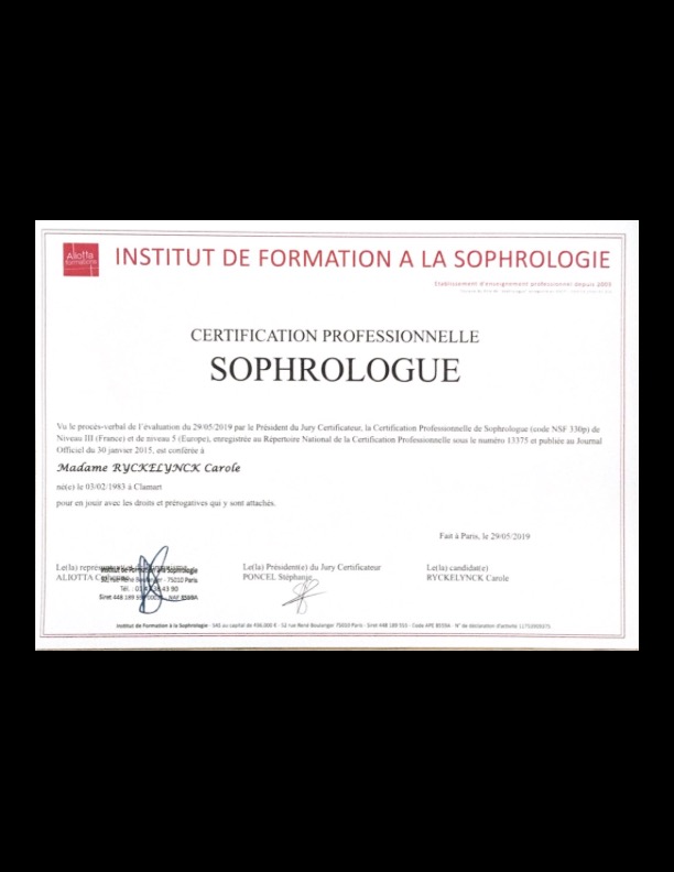 photo diplome carole RYCKELYNCK 