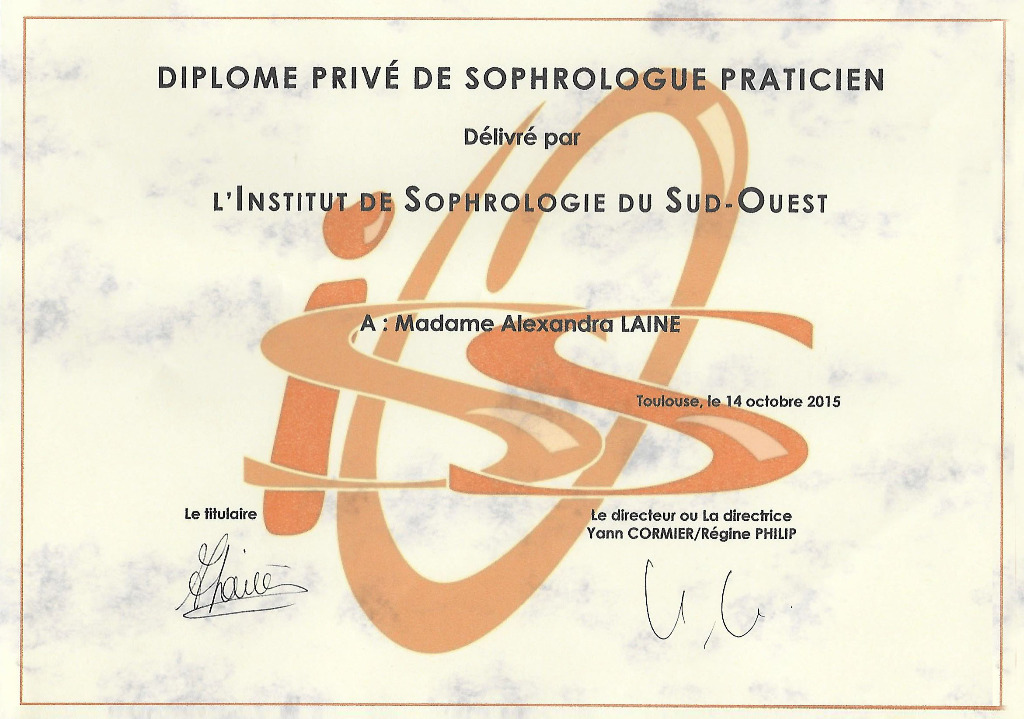 photo diplome Alexandra Lainé - Happy Sophro