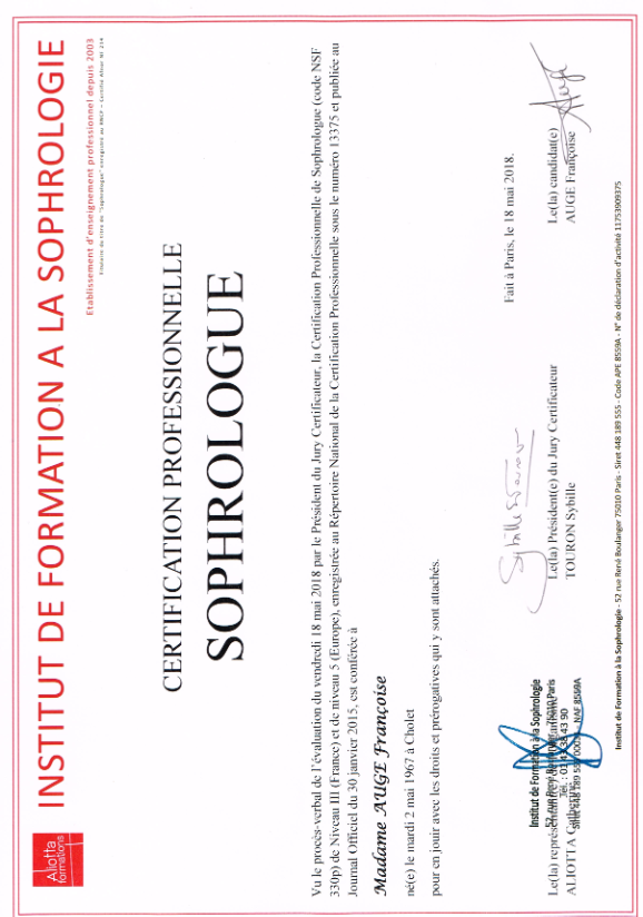 photo diplome Françoise Augé